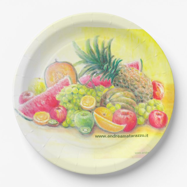 Assiettes En Carton Fruits heureux (Devant)
