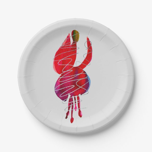 Assiettes En Carton Fuchsia abstraite aquarelle florale (Devant)