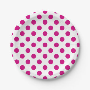 Assiettes En Carton Fuchsia polka