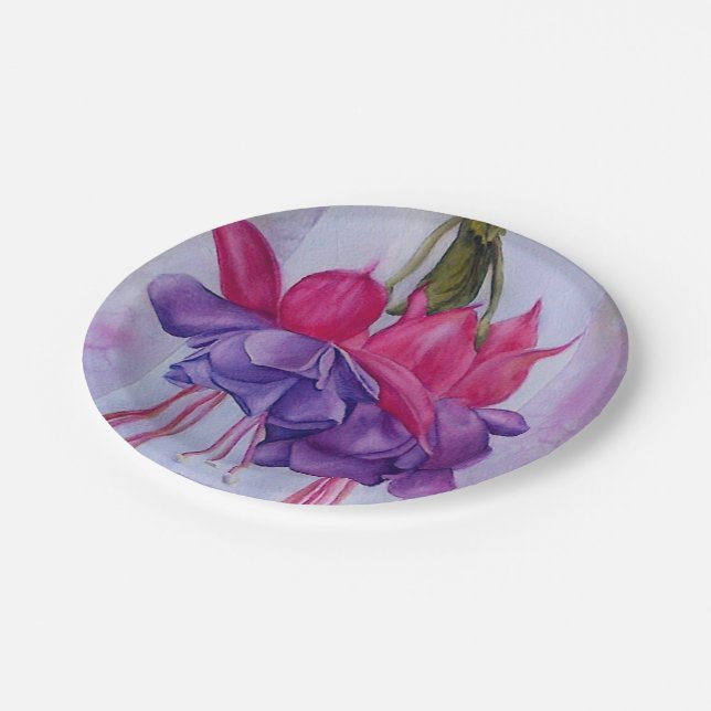 ASSIETTES EN CARTON FUCHSIA ROSE ET PURPLE (Angle)