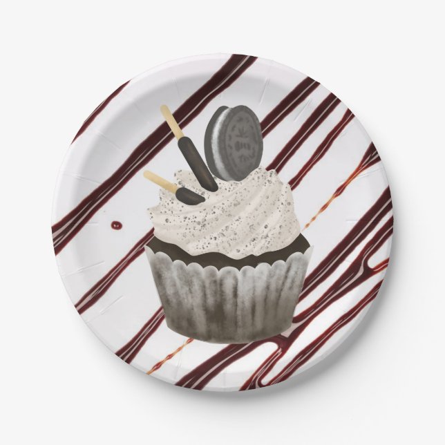 Assiettes en carton,  Fudge au cupcake au chocolat (Devant)
