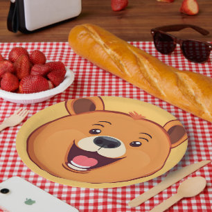 Assiettes En Carton Fun Bear Visage safari jungle sauvage Fête d'anniv