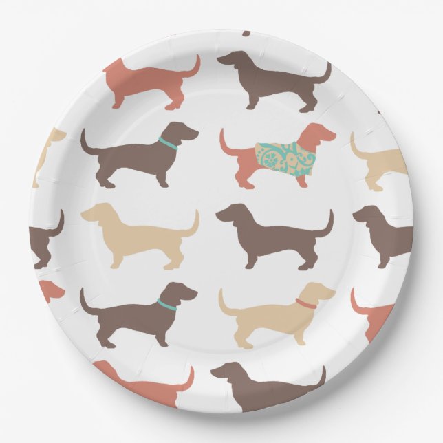 Assiettes En Carton Fun Dachshund Dog Motif (Devant)