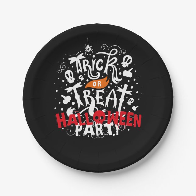Assiettes En Carton Fun Éffrayant Trick ou Treat Halloween Party (Devant)