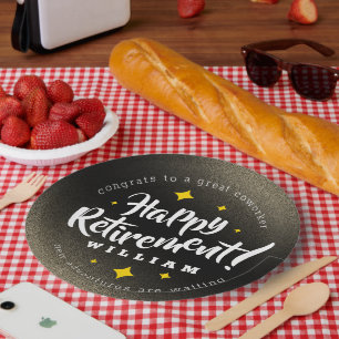 Assiettes En Carton Fun Gold Glitter Stars Retirement New Adventures