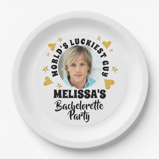 Assiettes En Carton Fun Grooms Face Photo Bacheloro Party (Devant)