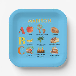 Assiettes En Carton Fun Learning ABC’s Apple Banana Carrot Name