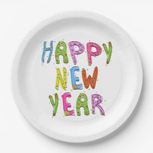 Assiettes En Carton Fun Moderne Bonne Année Vacances