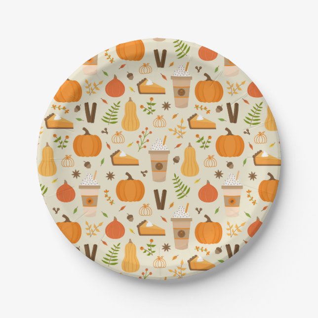 Assiettes En Carton Fun Orange Fall Motif (Devant)