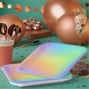 Assiettes En Carton Fun Pastel Rainbow Gradient