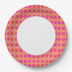 Assiettes En Carton Fun Prints Gold Pink Dinnerware
