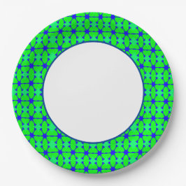 Assiettes En Carton Fun Prints Navy Green Dinnerware