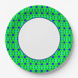 Assiettes En Carton Fun Prints Navy Green Dinnerware