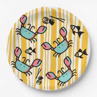 Assiettes En Carton Fun Seafood Crab Fish