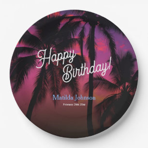 Assiettes En Carton Fun Tropical Sunset Luau Anniversaire