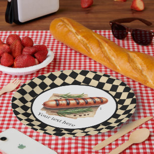Assiettes En Carton Fun wiener rôti grillé hot party personnalisable