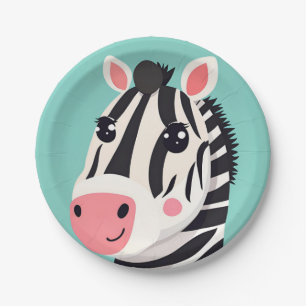 Assiettes En Carton Fun Zebra Face safari jungle sauvage fête d'annive