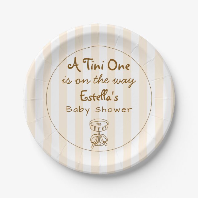 Assiettes En Carton Funky Retro Doodle Espresso Martini Baby shower (Devant)