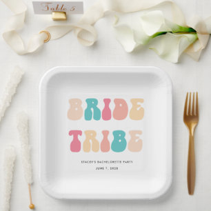 Assiettes En Carton Funky Retro Vintage Mariée Tribe Bachelorette