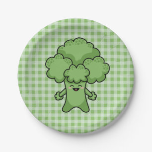 Assiettes En Carton Funny Brocoli vert