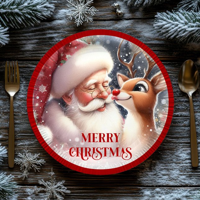 Assiettes En Carton Funny Cartoon Santa Rudolph Kids Christmas Plates (Funny Cartoon Santa Rudolph Kids Christmas Plates)