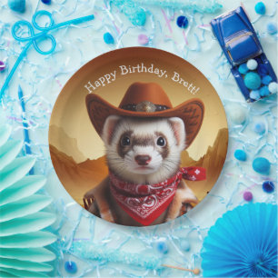 Assiettes En Carton Funny Cowboy Ferret Style Occidental Anniversaire