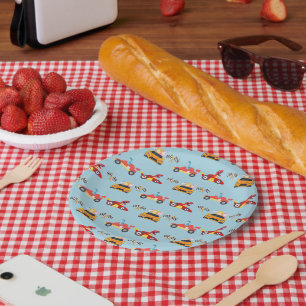 Assiettes En Carton Funny Dinosaur voiture de course garçon anniversai