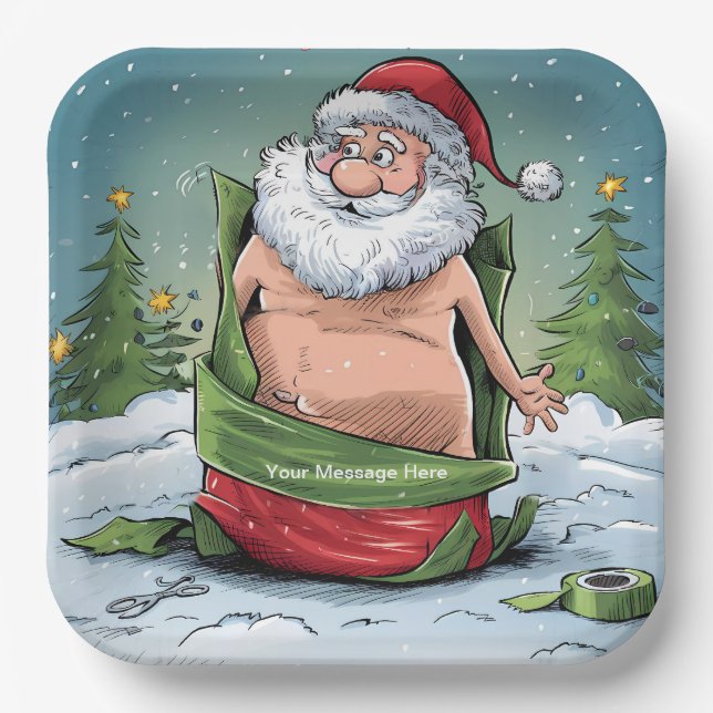 Assiettes En Carton Funny Dirty Père Noël collection de Noël (Recto)