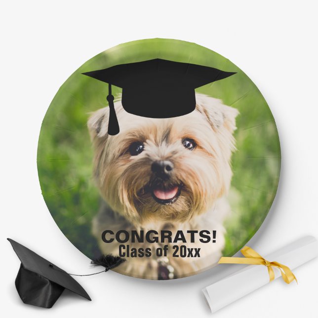 Assiettes En Carton Funny Dog Photo Graduation Personnalisée Classe de (Créateur téléchargé)