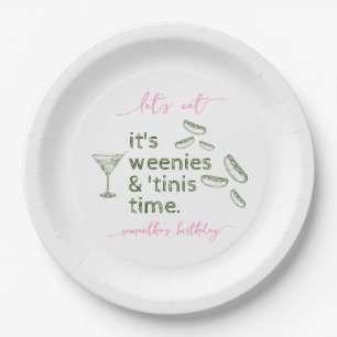 Assiettes En Carton Funny Green Weenies & Tinis Martini fête d'anniver