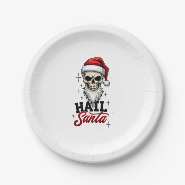 Assiettes En Carton Funny Hail Santa Claus Skull Skeleton Antichrist C (Devant)