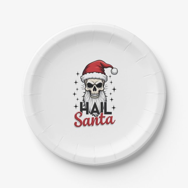 Assiettes En Carton Funny Hail Santa Claus Skull Skeleton Antichrist C (Devant)