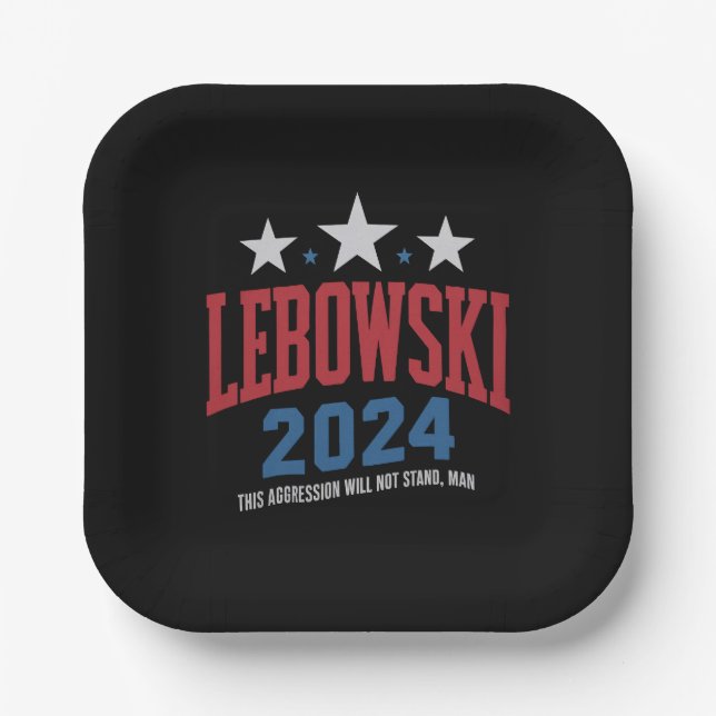 Assiettes En Carton Funny Lebowski Élection politique Vote 2024 (Recto)