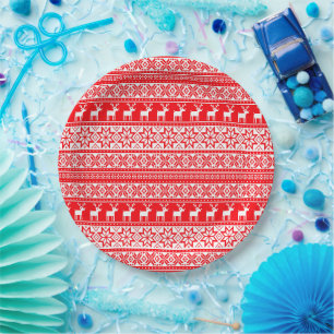 Assiettes En Carton Funny Nordic Laid Christmas Sweater Party