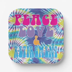 Assiettes En Carton Funny Peace Love & Retirement party