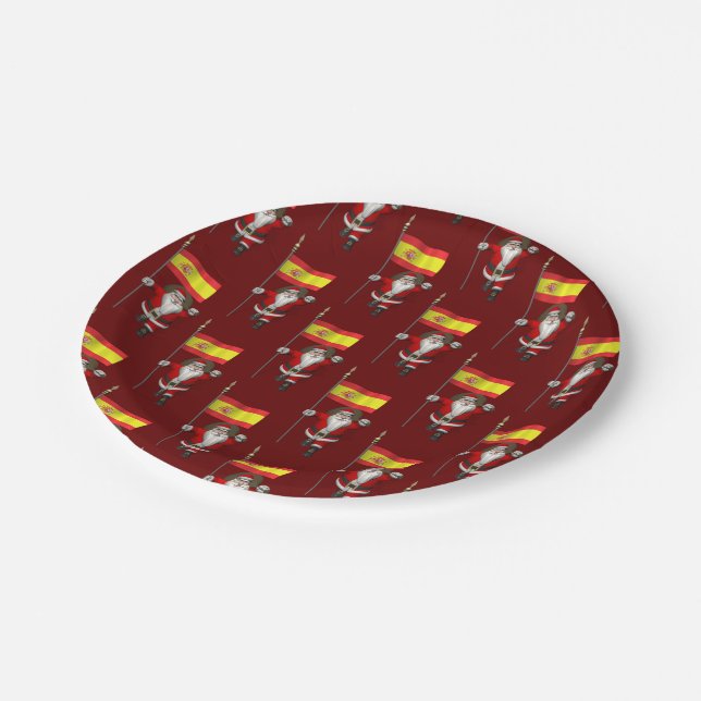 Assiettes En Carton Funny Père Noël Avec L'Ensigne D'Espagne (Angle)