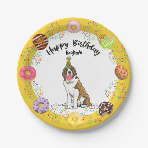 Assiettes En Carton Funny Saint Bernard Dog Donuts fête d'anniversair