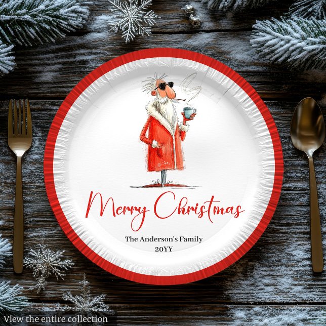 Assiettes En Carton Funny Santa Claus Minimalist Holiday Tableware Set (Funny Santa Claus Minimalist Holiday Tableware Set

)
