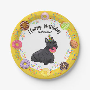 Assiettes En Carton Funny Scottish Terrier Dog Donuts fête d'anniversa