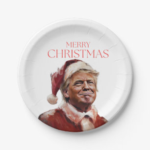 Assiettes En Carton Funny Trump Santa Claus Carte de Noël