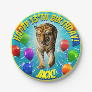 Assiettes En Carton Funy Tiger Balloon Anniversaire