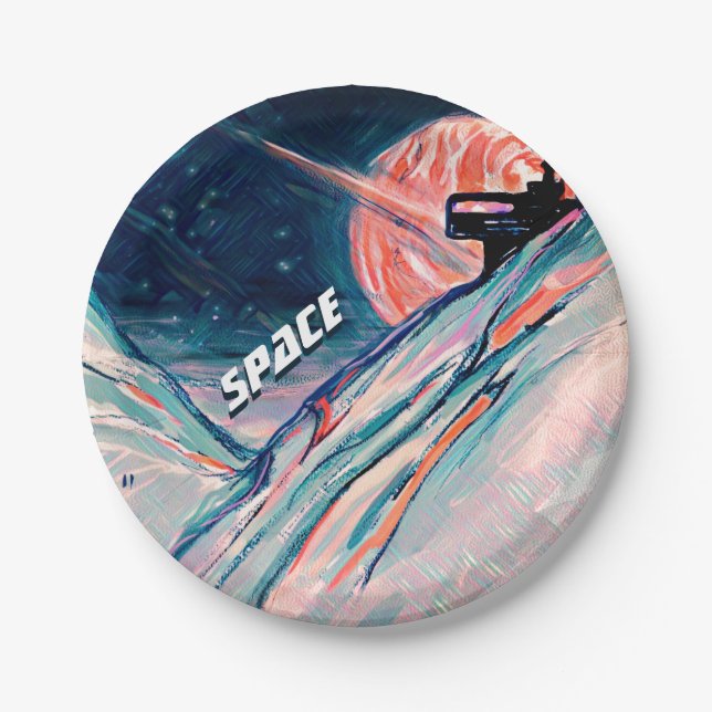 Assiettes En Carton Futur chez soi dans l'espace (Devant)