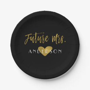 Assiettes En Carton Futur Mme Gold Foil Plaques de la fête de mariée