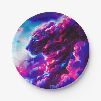 Assiettes En Carton Futuristic Cosmic Neon Leopard 
