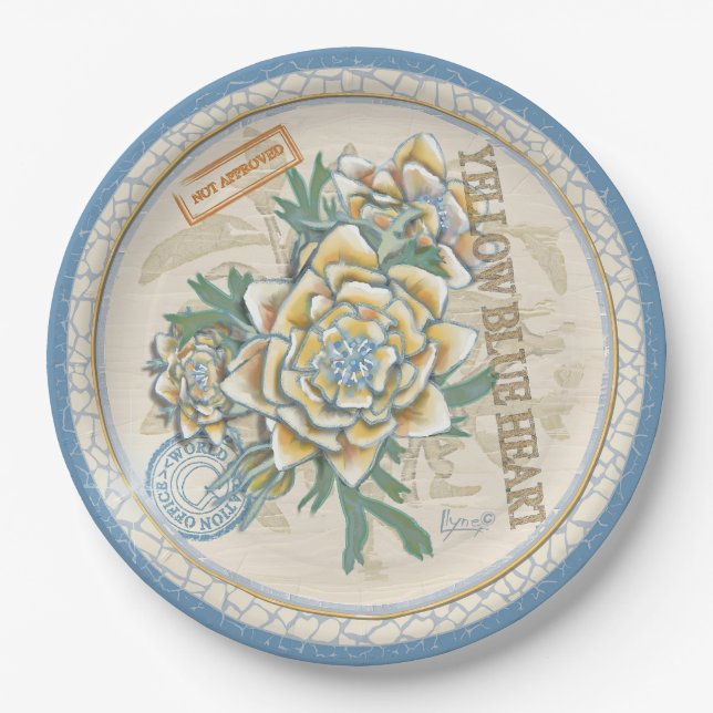Assiettes En Carton G Creation Bureau fleur jaune (Devant)