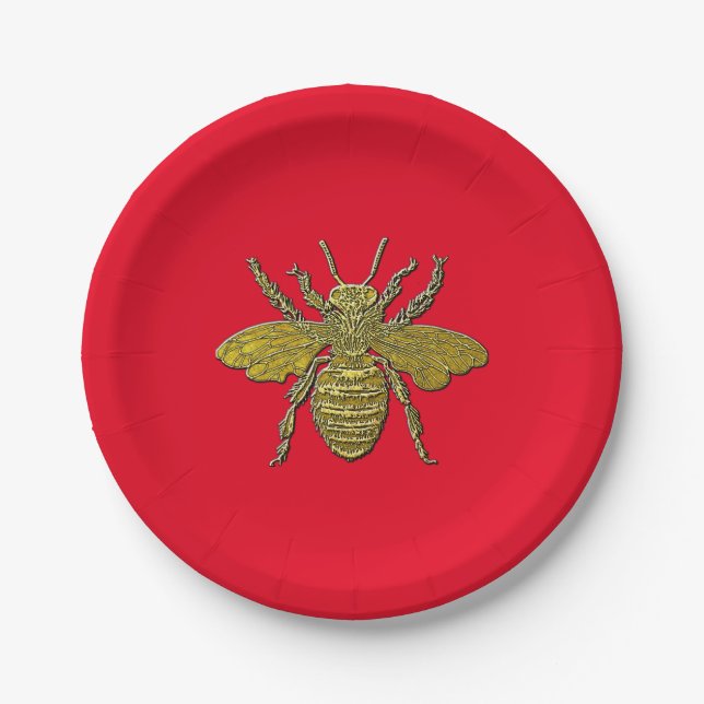 Assiettes En Carton Gaffez l'abeille et votre couleur (Devant)