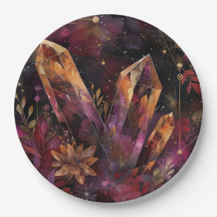 Assiettes En Carton Galaxie Cristal d'Améthyste Motif Céleste