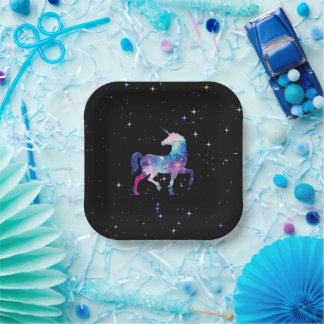 Assiettes En Carton Galaxie magique Unicorne