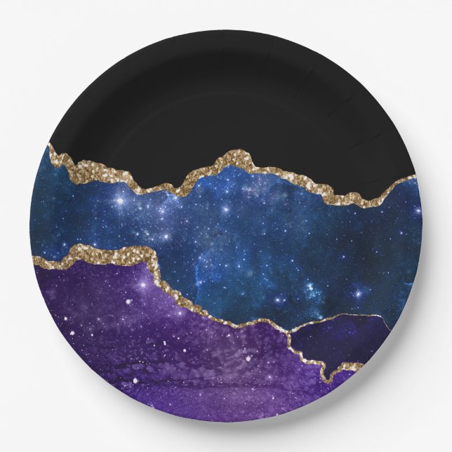 Assiettes En Carton Galaxy Agate Series (Devant)