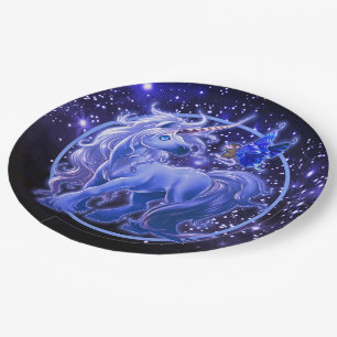 Assiettes En Carton Galaxy Sparkle Bue Unicorn